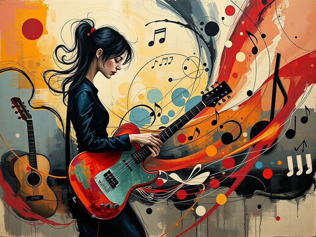 Vibrant Urban Music Fusion in Swirling Colors