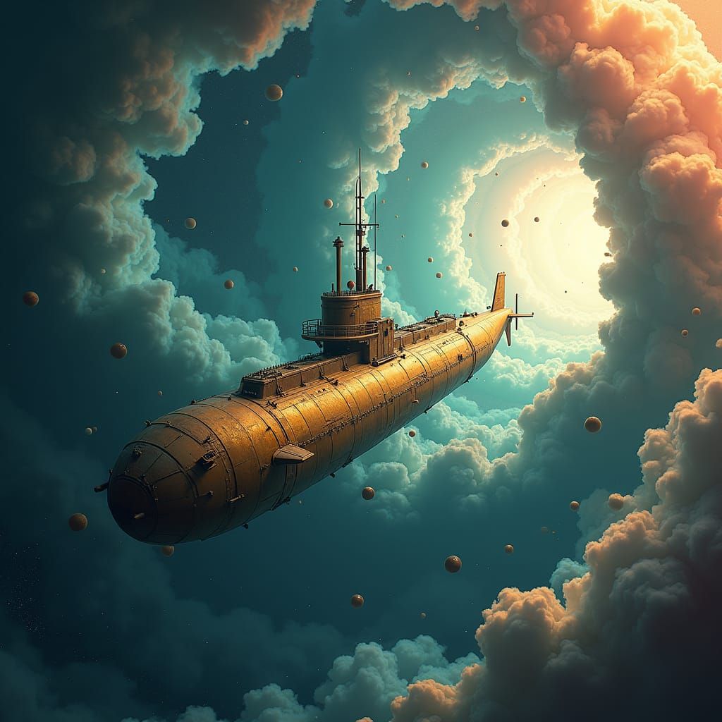 Vintage Submarine Plunges Through Interstellar Vortex
