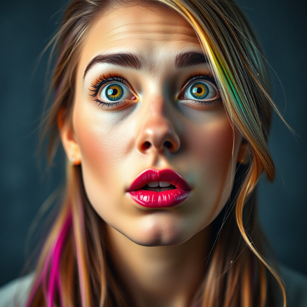 Woman with Awe-Inspired Expression in Photorealistic Style