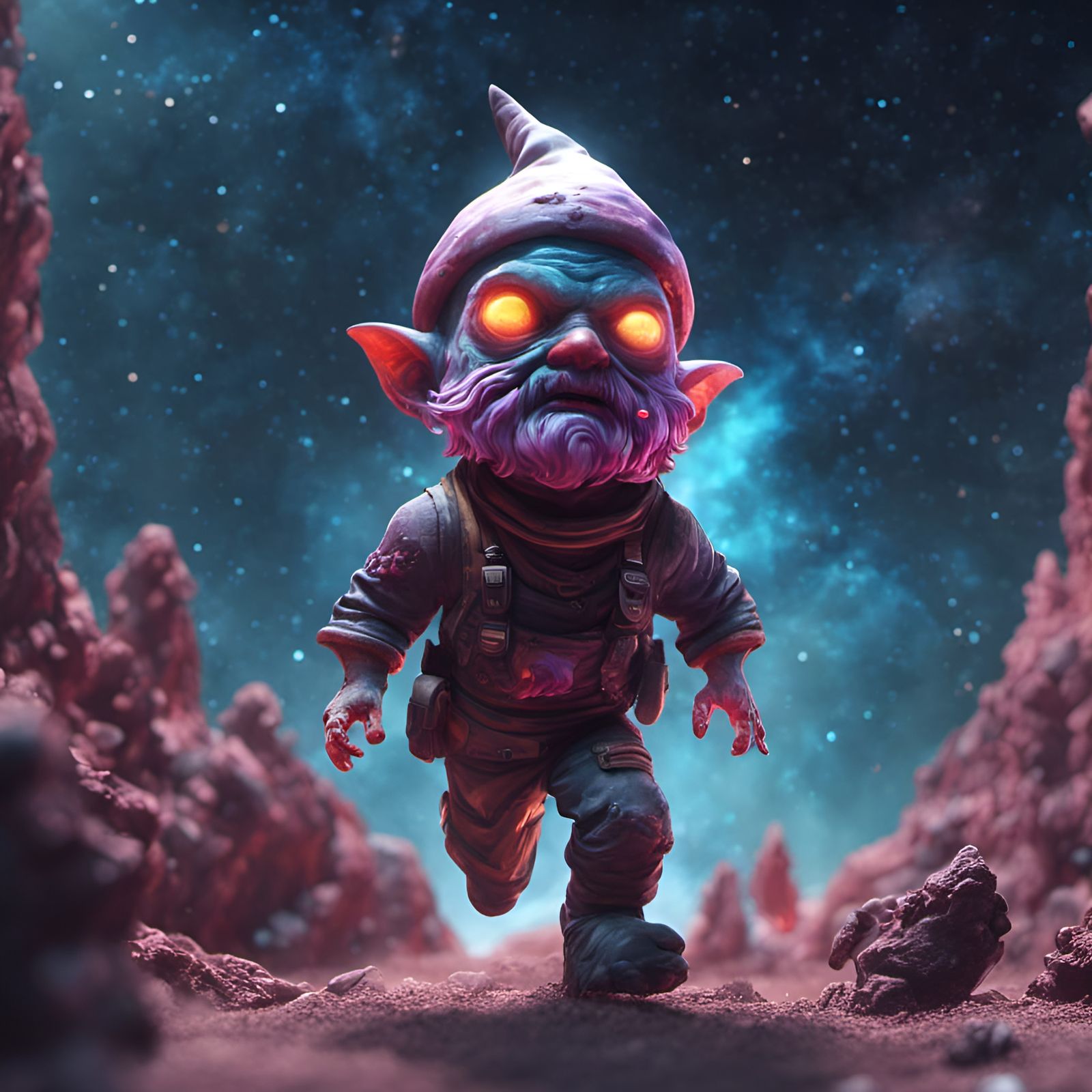 Zombie Gnome Hybrid in Majestic Cosmic Flight