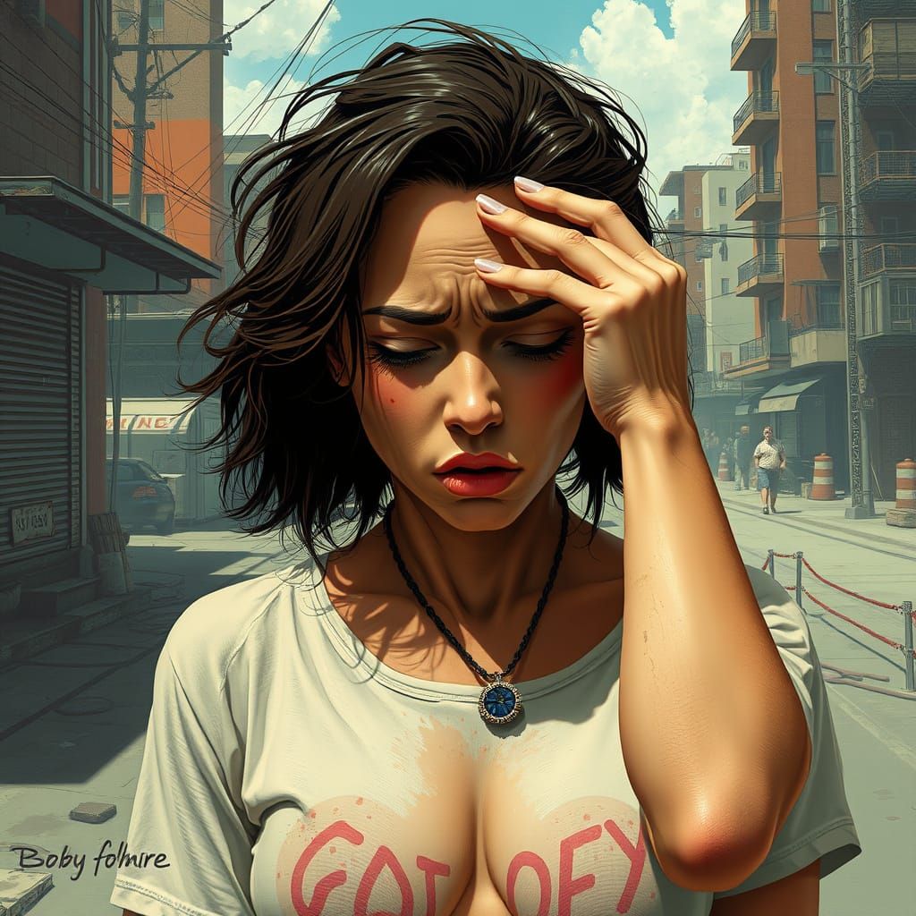 Dystopian Heatwave: A Solitary Figure in Distress