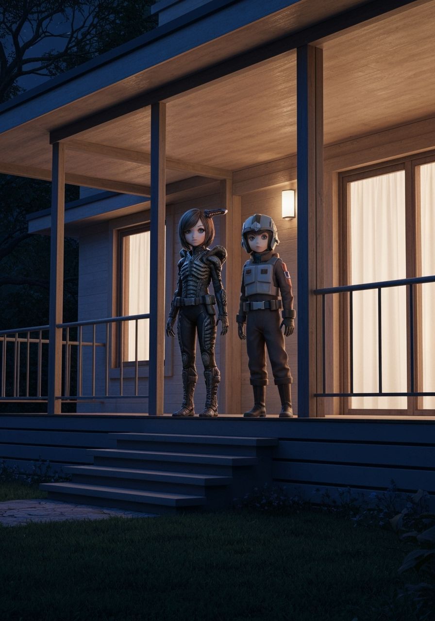Halloween Kids in Costumes on Bauhaus Veranda