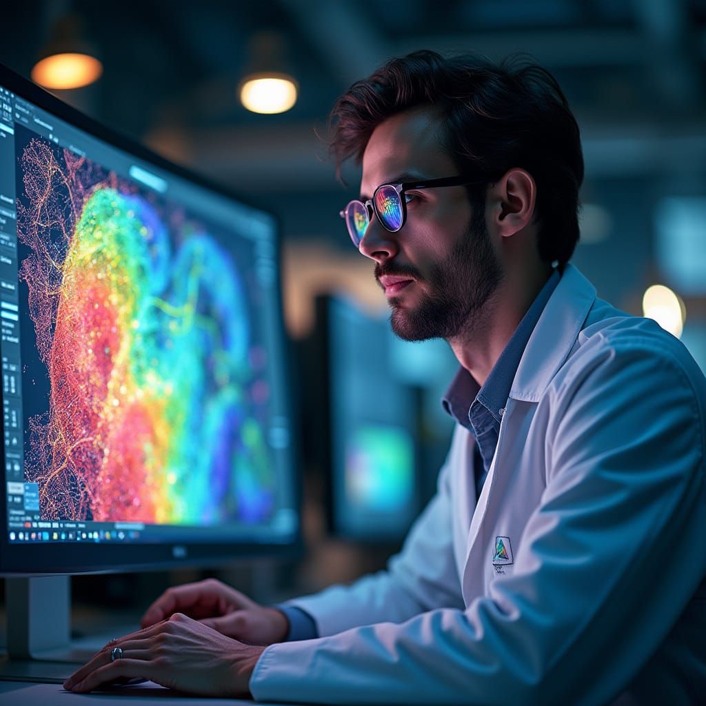 Scientist Analyzes Complex Structure with Stress Visualizati...