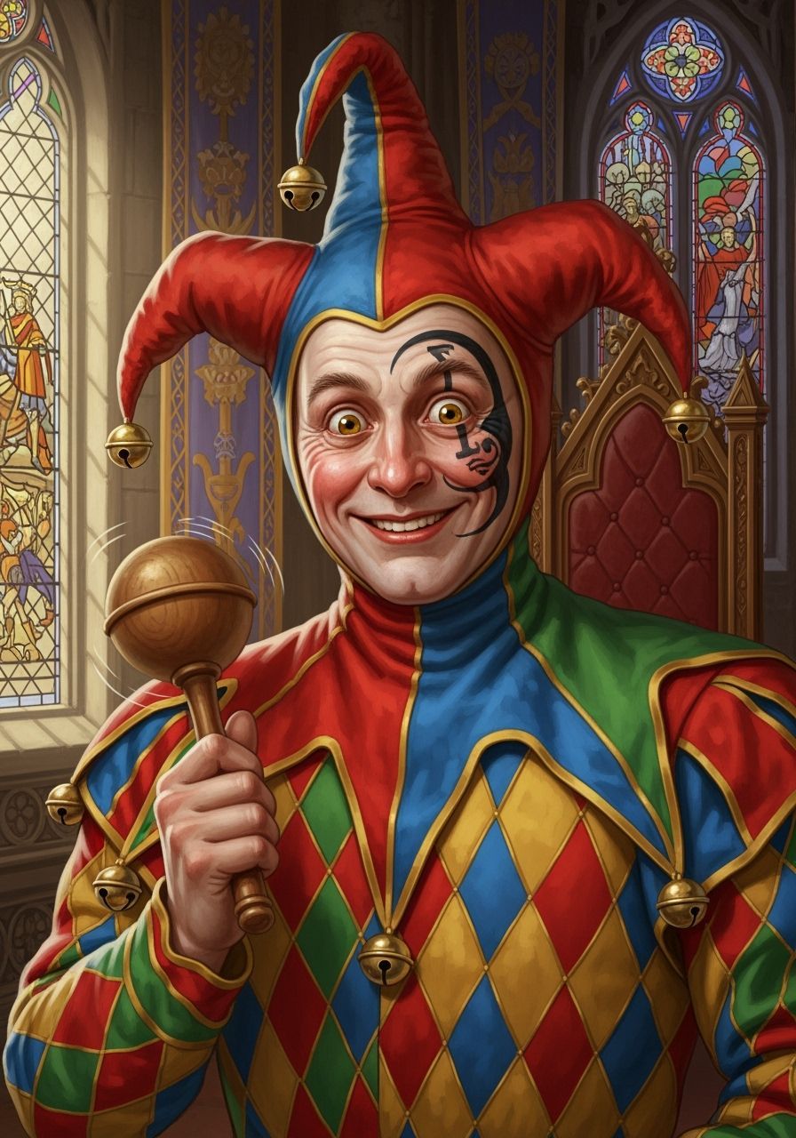 Westeros Jester with Moon Tattoo in Medieval Fantasy Style