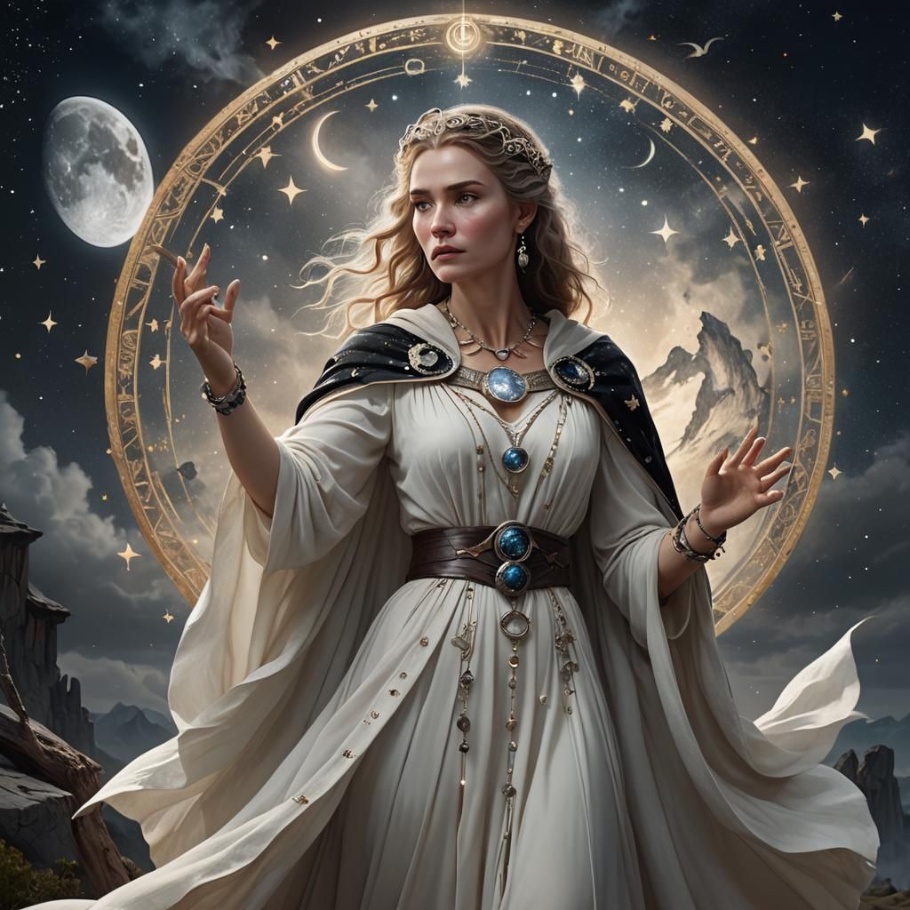 Druid Casting Wind Magic in Dreamlike Style