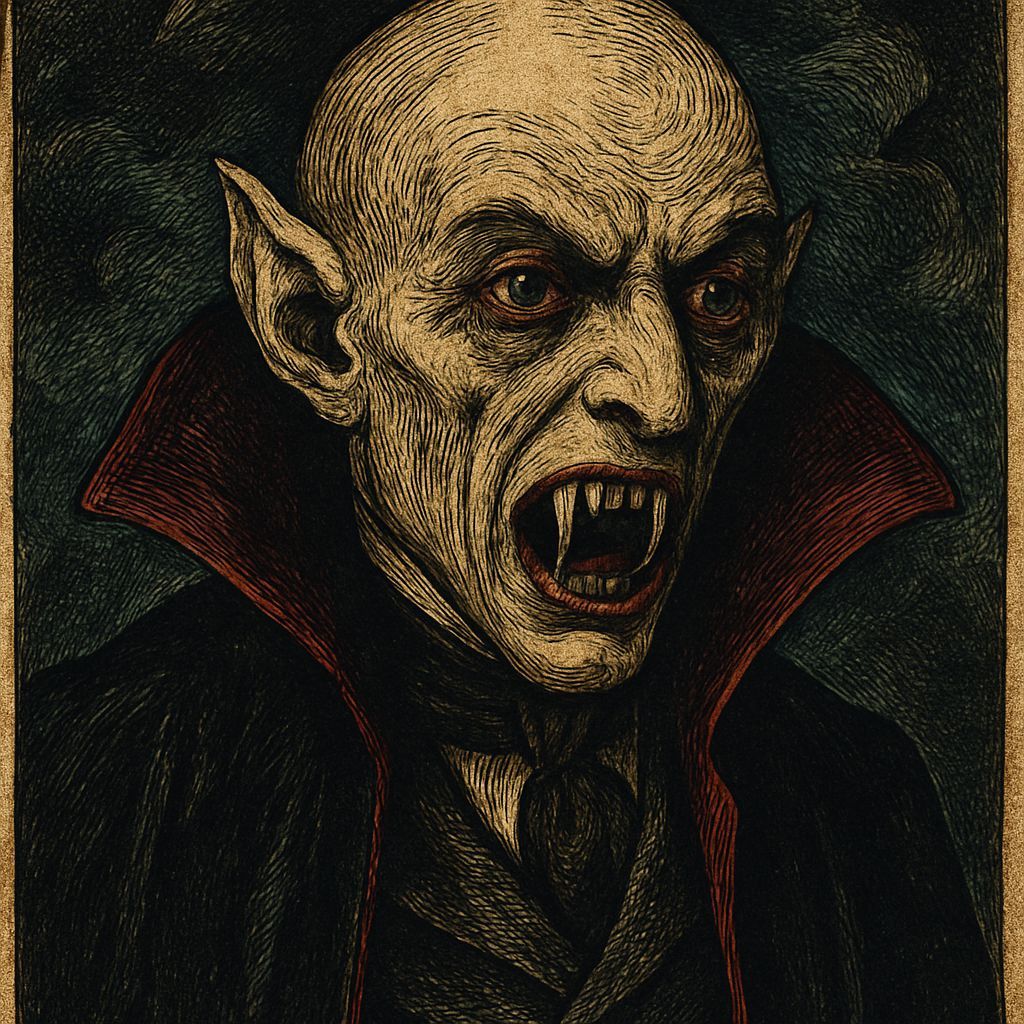 Victorian Era Vampire Illustration in Macabre Style