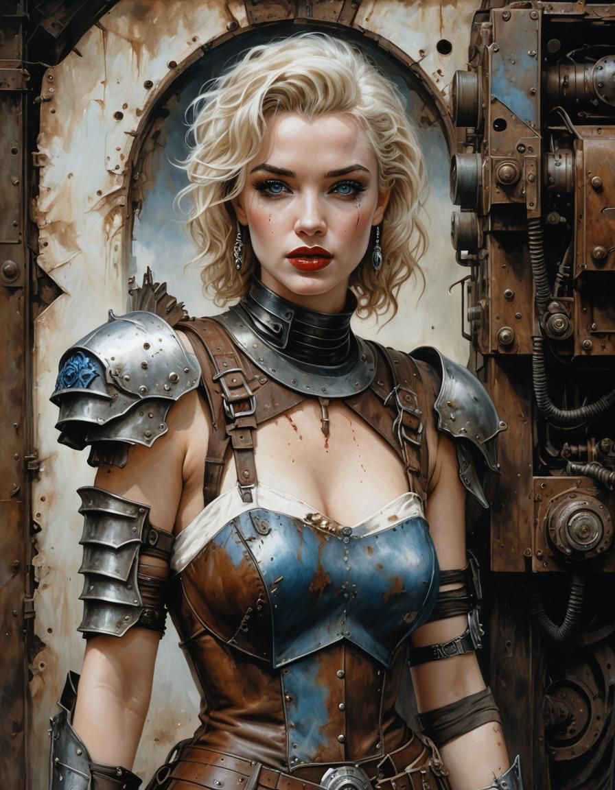 Brunette in Armor Beside NukaCola Machine