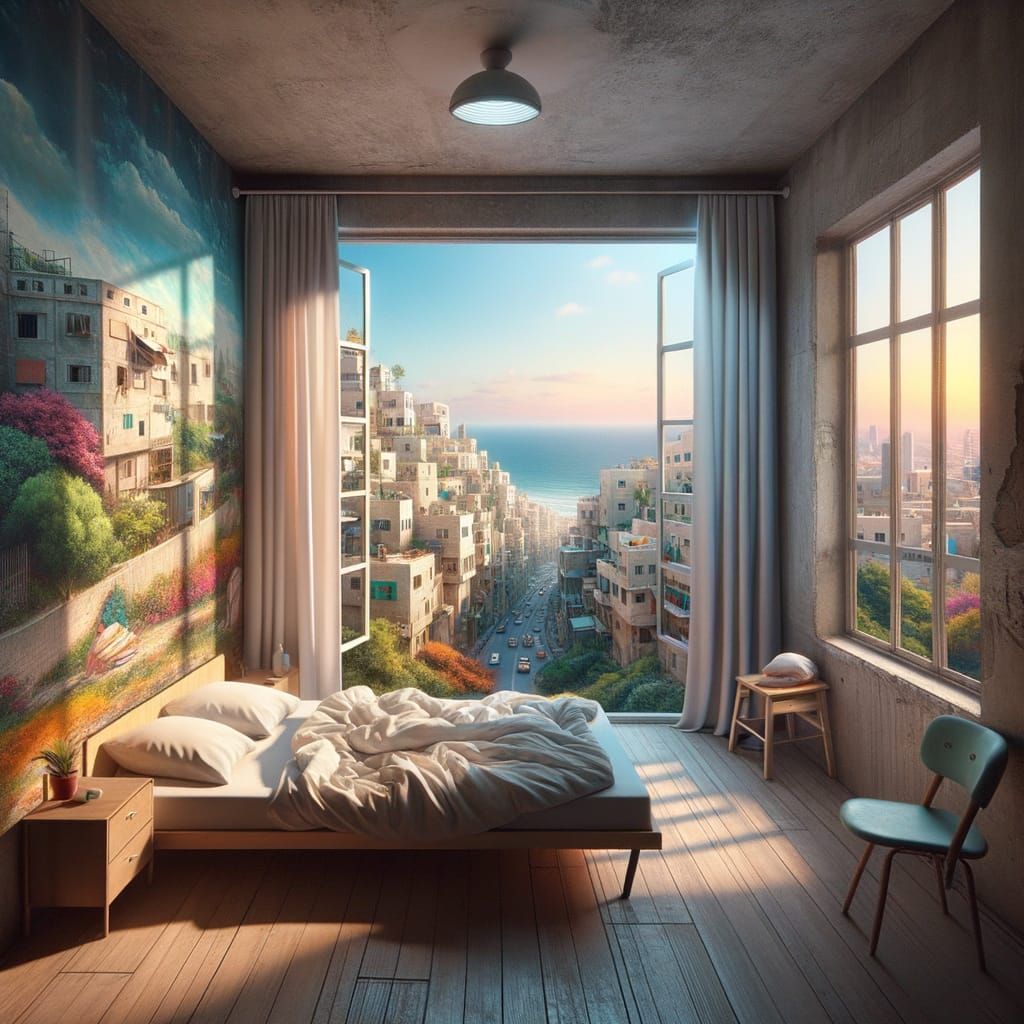 Jaffa Window View Over Mediterranean Sea