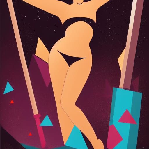 Art Deco Pole Dancer in Geometric Setting