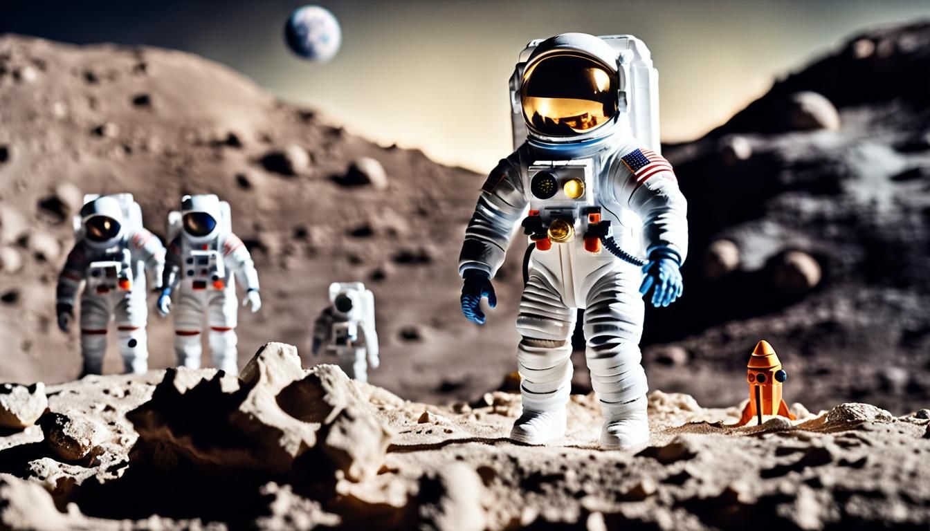 Major Matt Mason on Moon at Toy Space Base