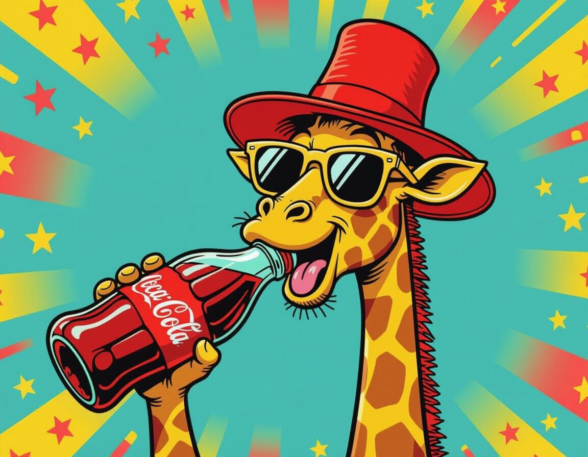 Cartoon Giraffe's Goofy Coca-Cola Break