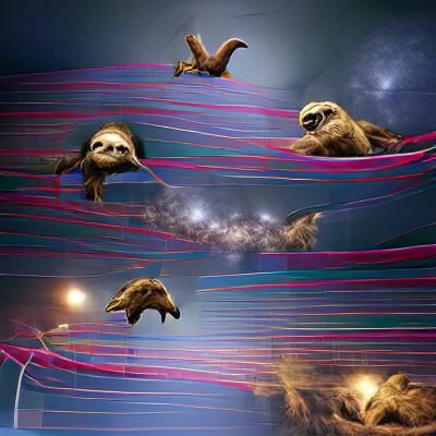Sloth Time Traveler in Futuristic Digital Art