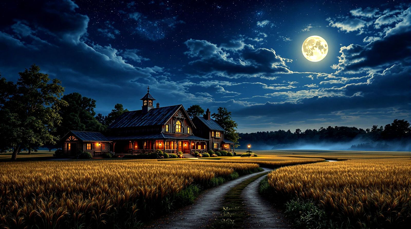 A Cabin Within Golden Fields Of Wheat