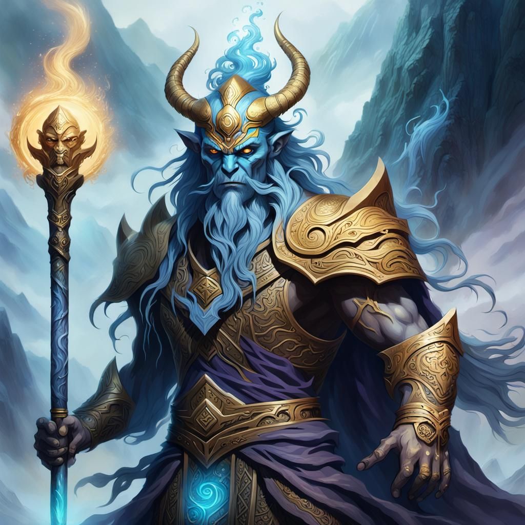 Water Elemental Wielding Mace in Mystic Mountains