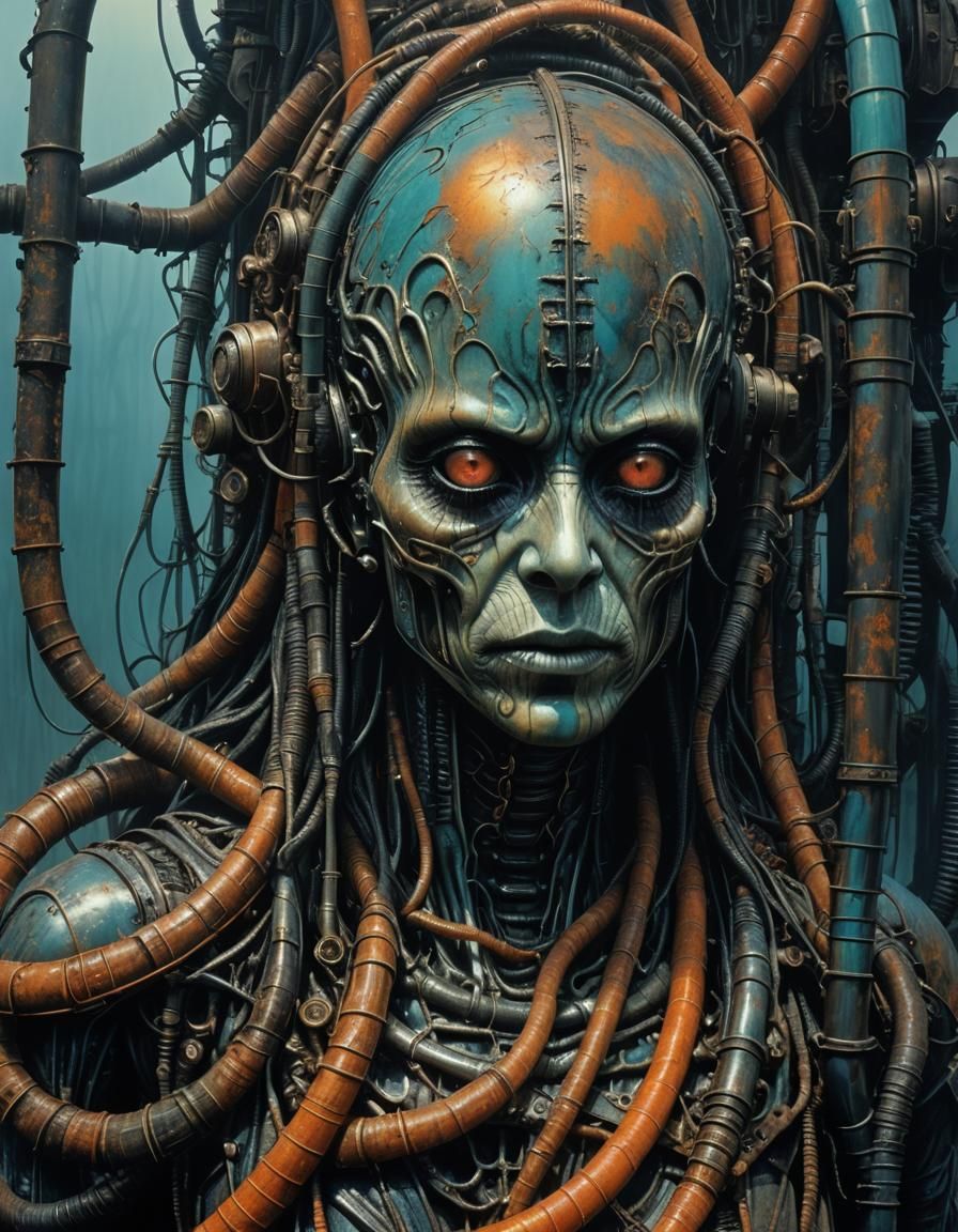 Grotesque Metalscape Inspired by Giger and Beksiński