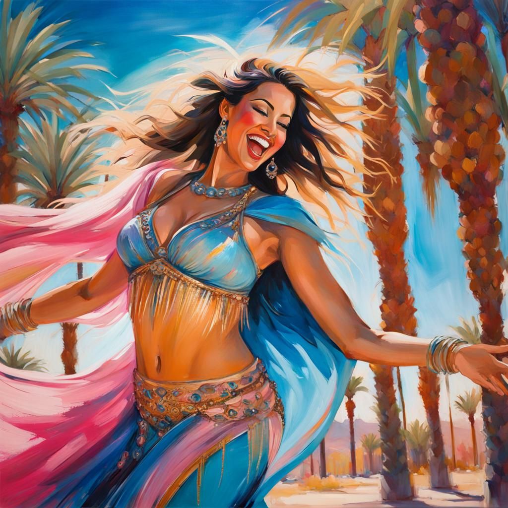 Captivating Belly Dancer in Vibrant Street Art