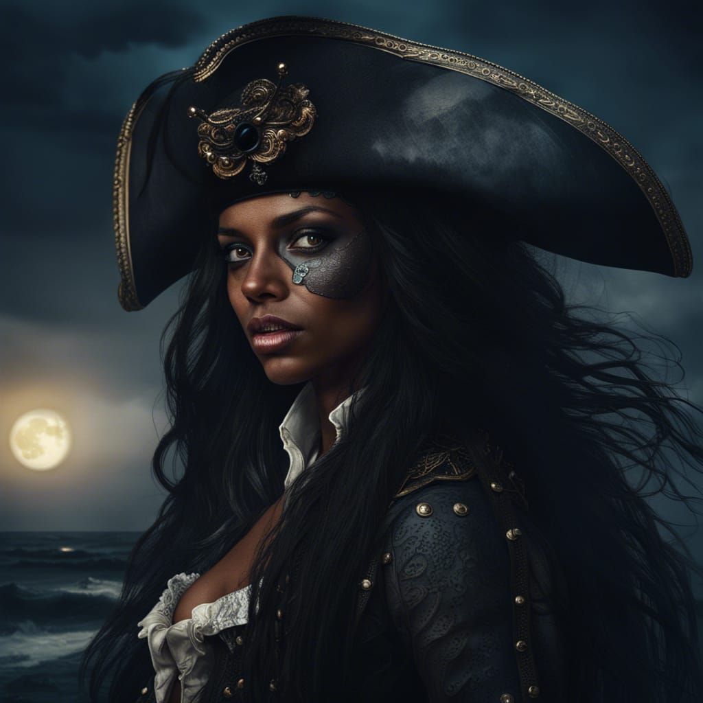 Ornate Portrait of a Beautiful Female Pirate