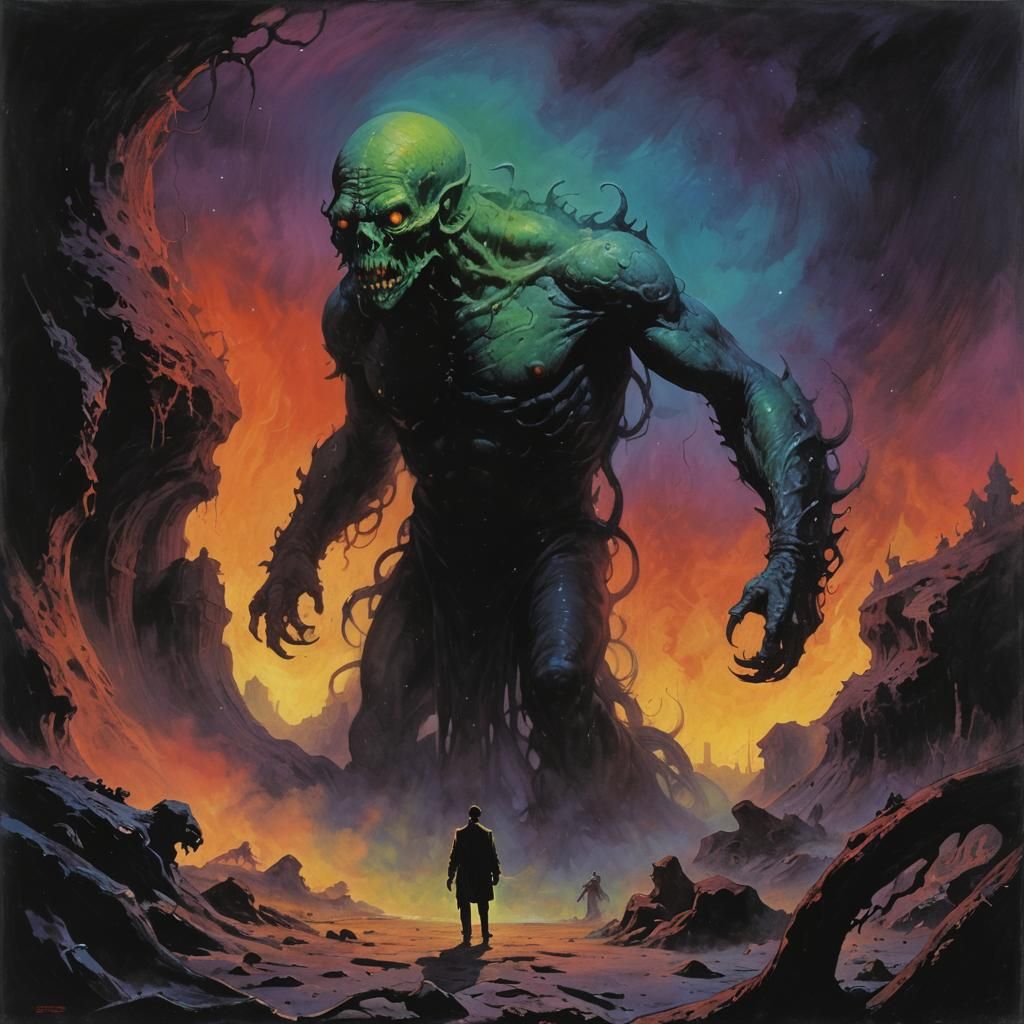 Grimdark Cosmic Horror Dreamscape in Pulp Style