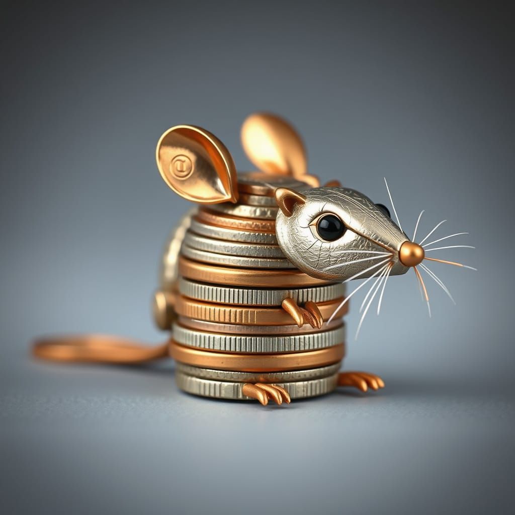 Coin Mouse Figurine in Steampunk Style