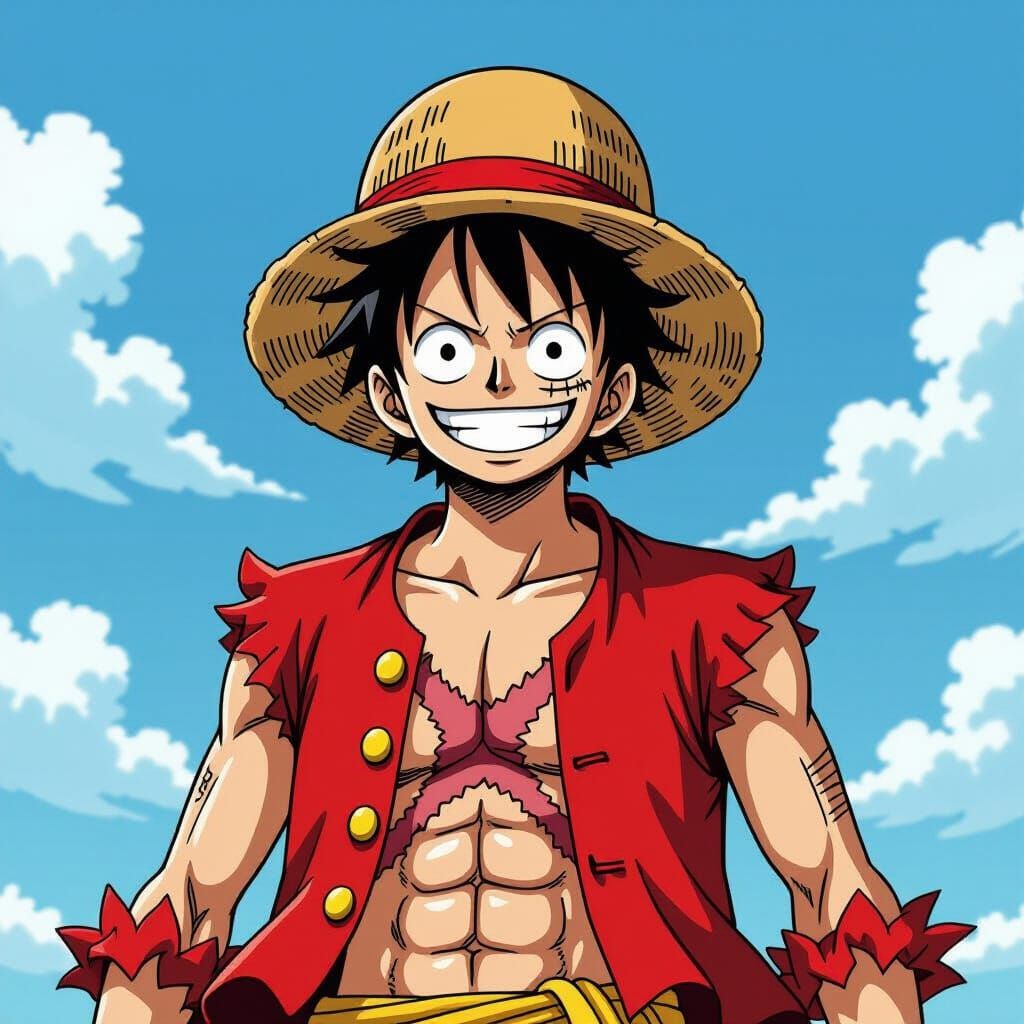 Monkey D. Luffy in Vibrant Manga Style