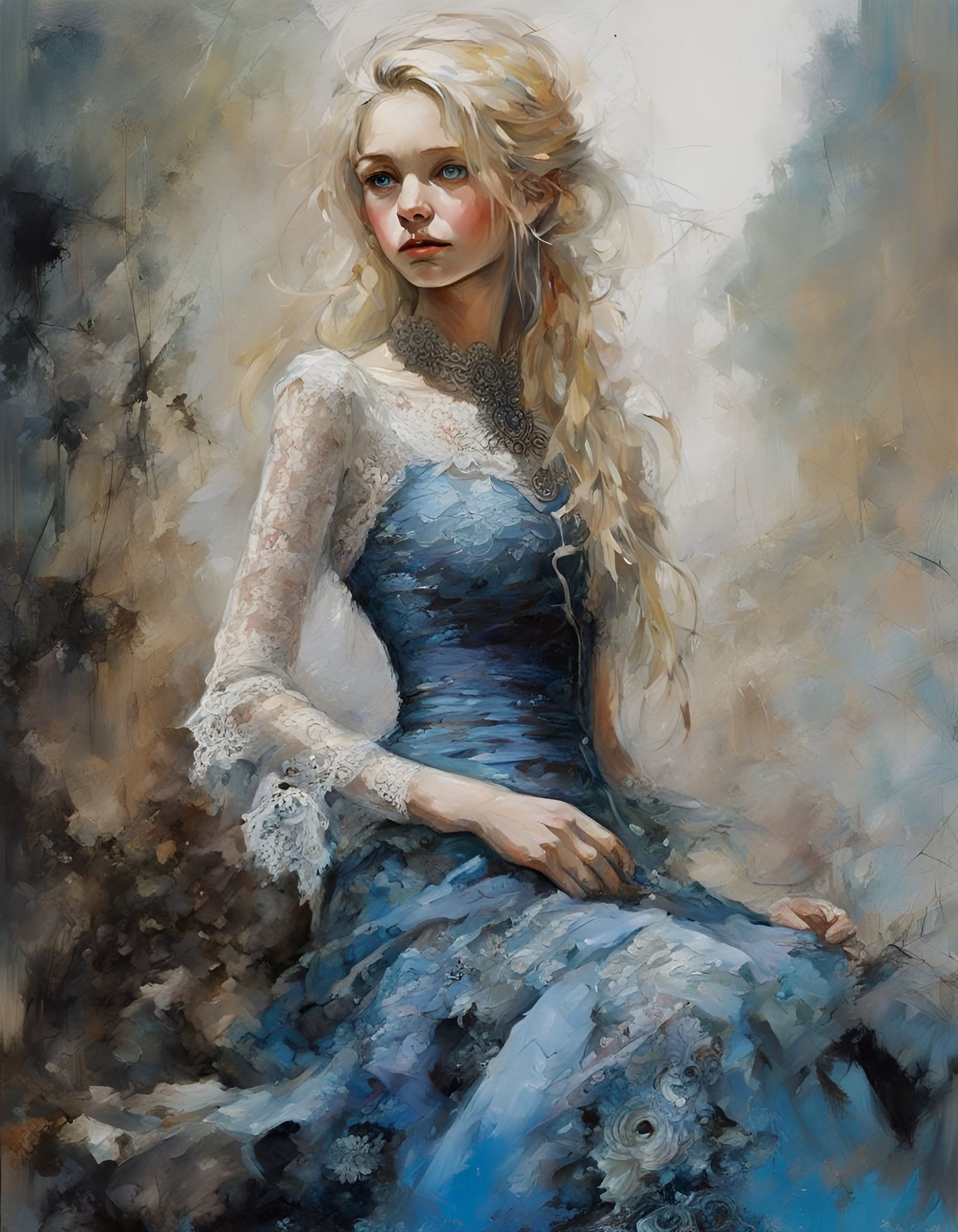Lacey Dress Portrait in Dark Fantasy Style