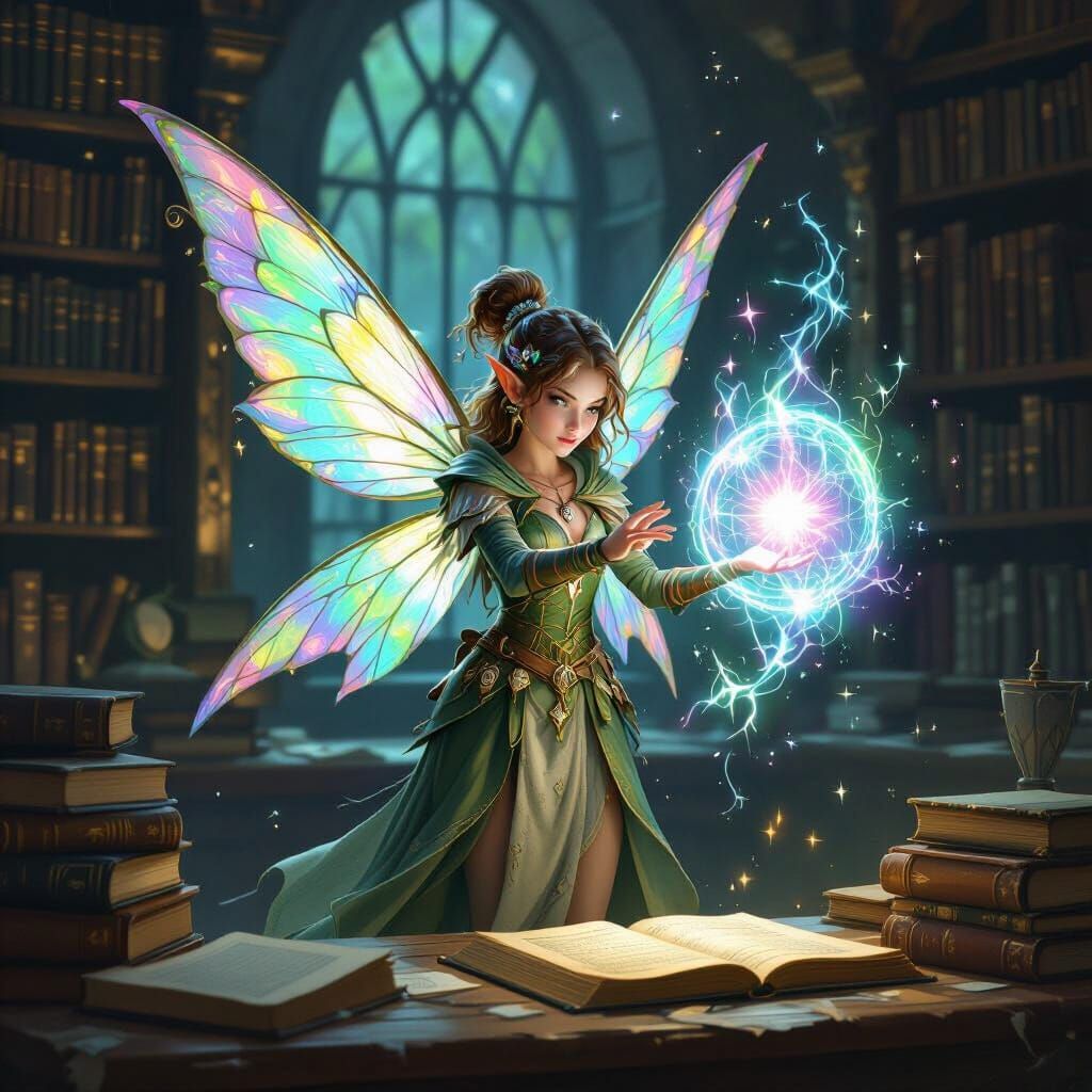 Faerie Wizard Casting Shield Spell in Classroom