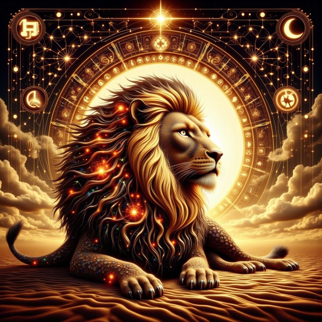 Regal Lion in Art Nouveau Style