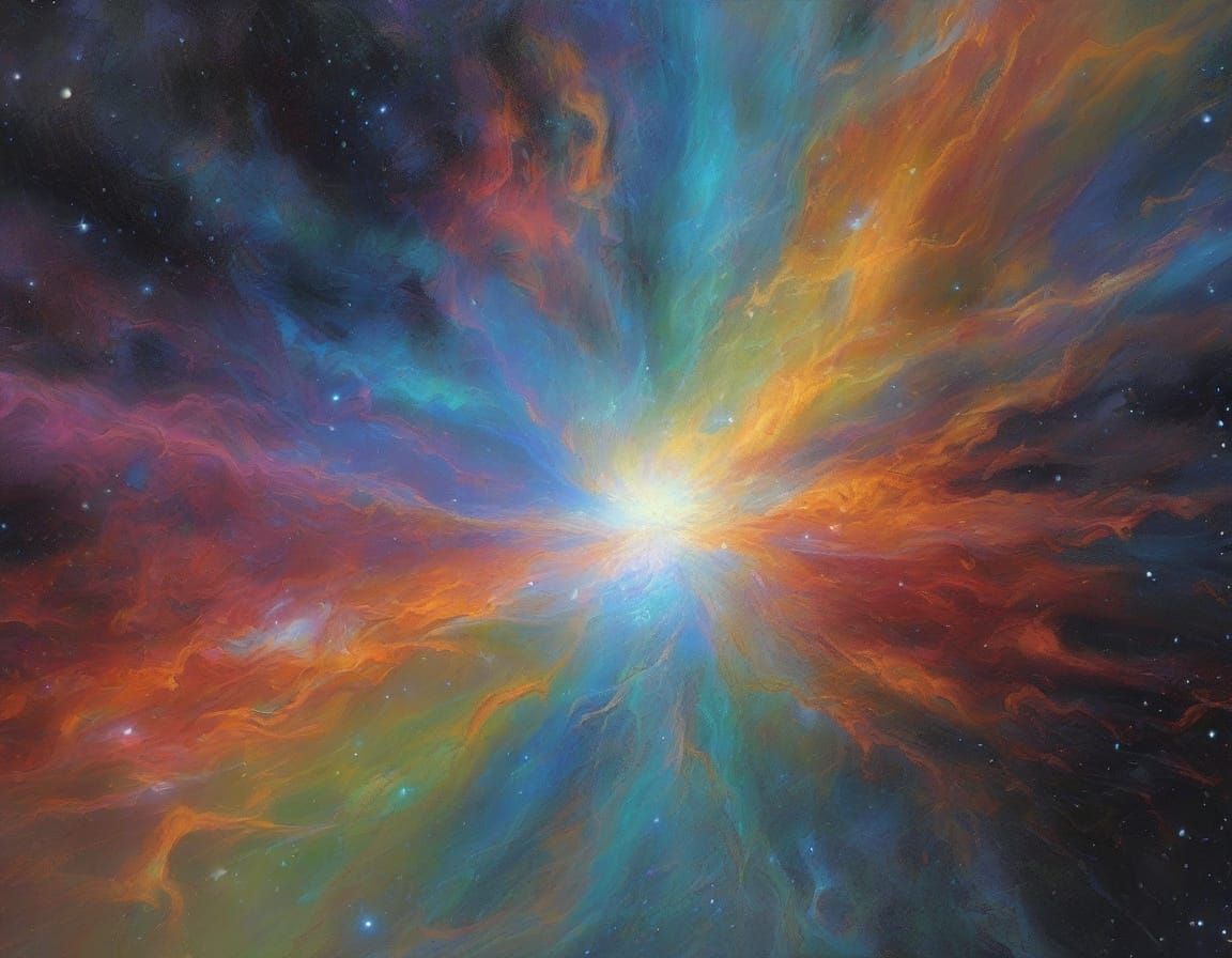 Vivid Cosmic Phenomenon in Neo-Impressionist Style