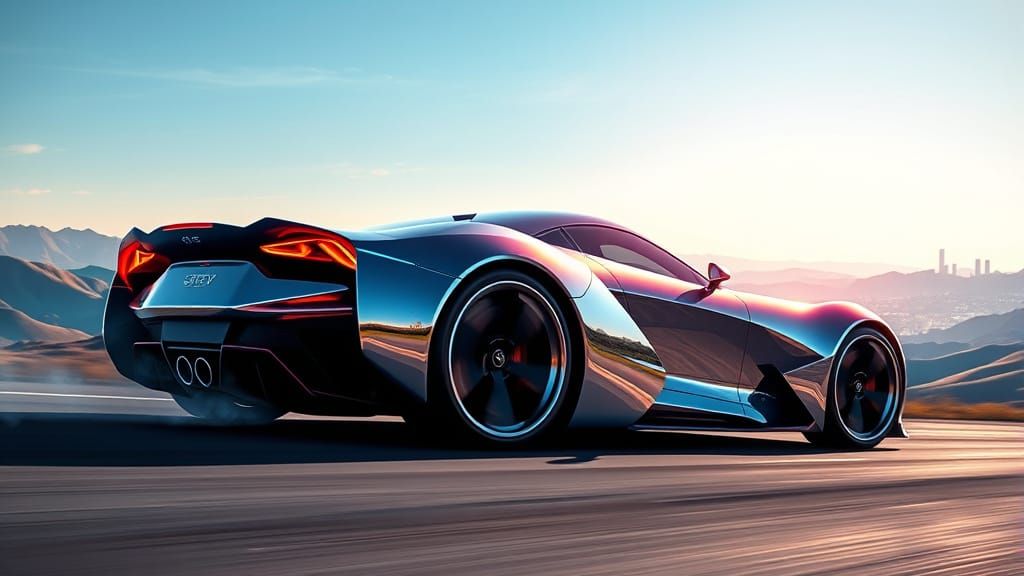 Futuristic Chrome Sports Car in Ultra-Modern Style
