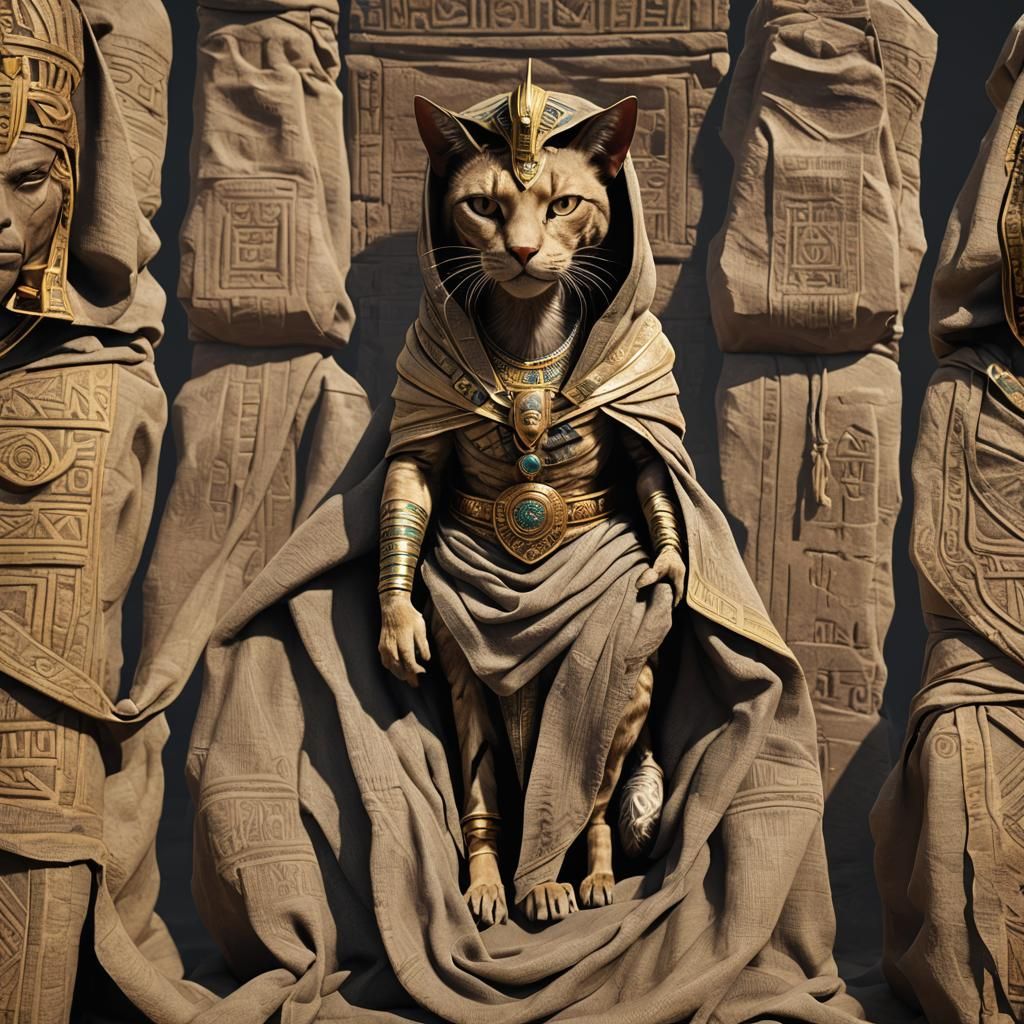 Pharaoh Cat Wrapped in Gravecloth: 3D Game Art