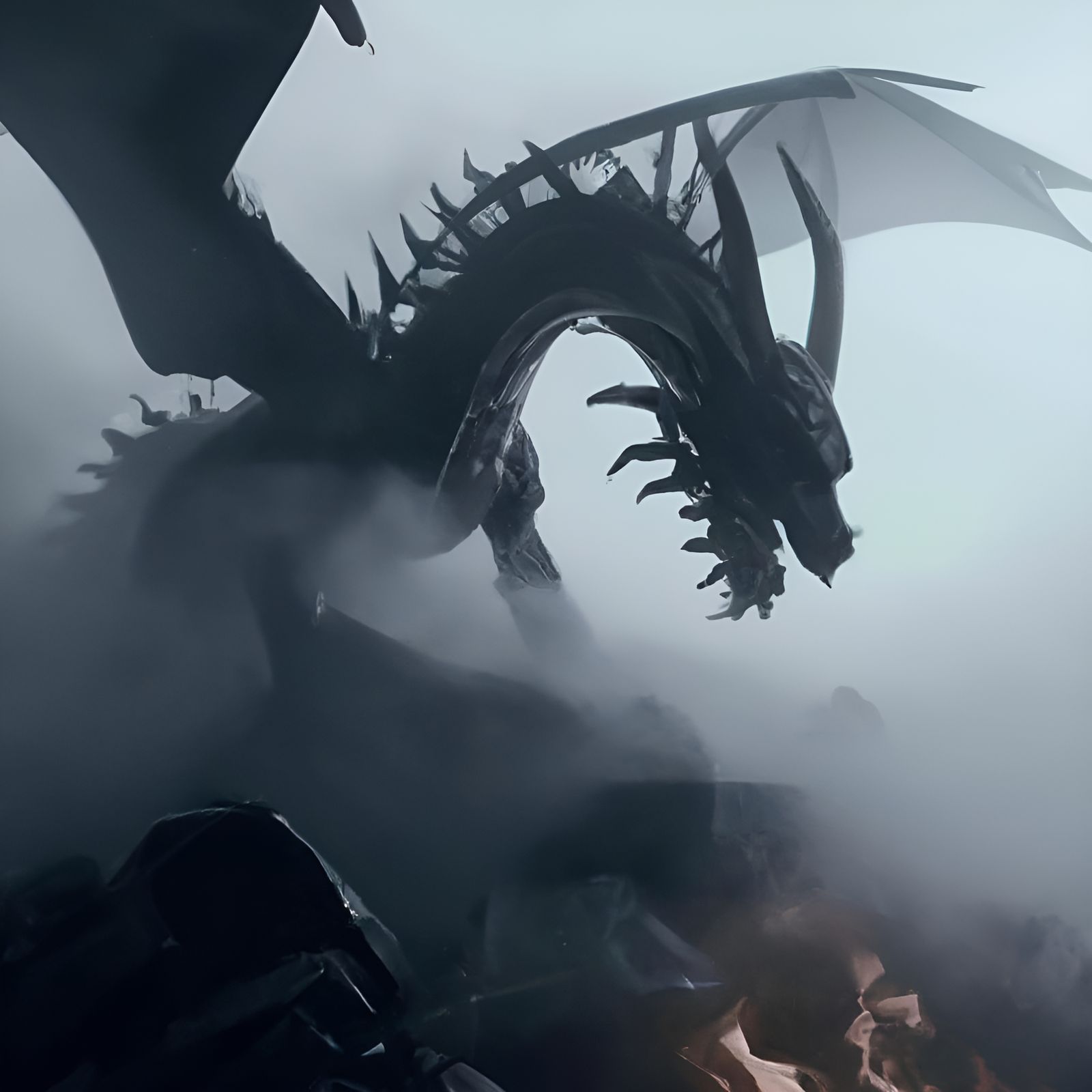 Dragon's Shadow Over Medieval Castle