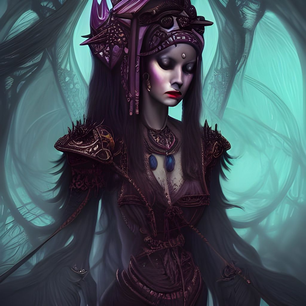 Dark Occult Priestess in Fantasycore Pop Art