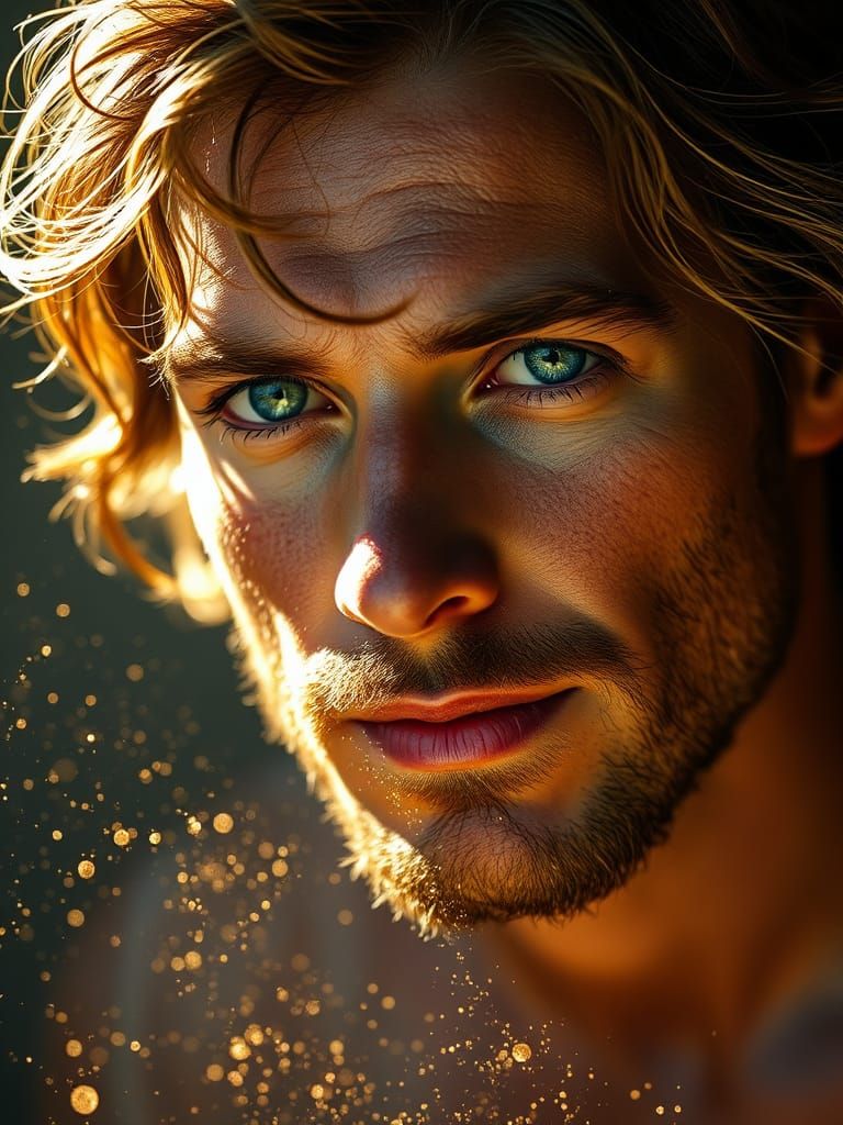 Ethereal Gentleman Radiates Serenity in Golden Light