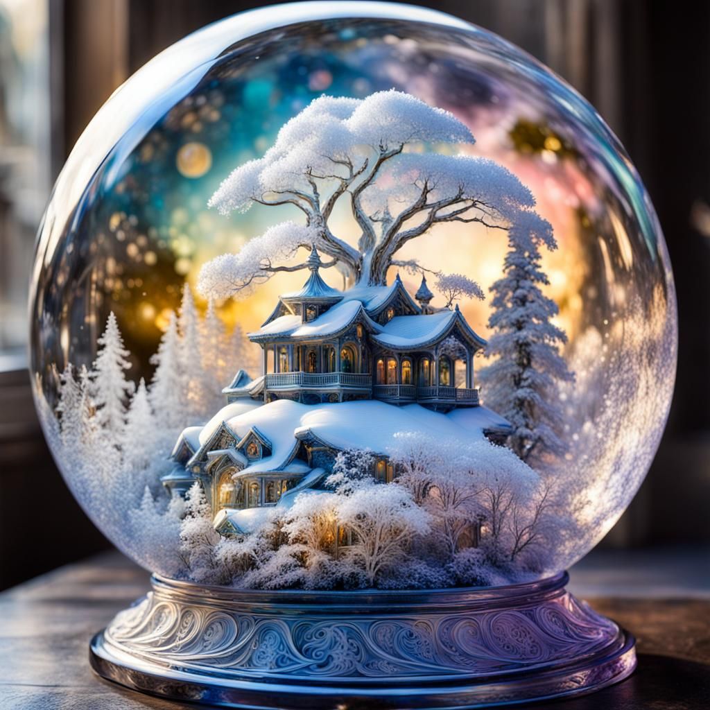 Surreal Dreamscape Snow Globe by Lisa Frank