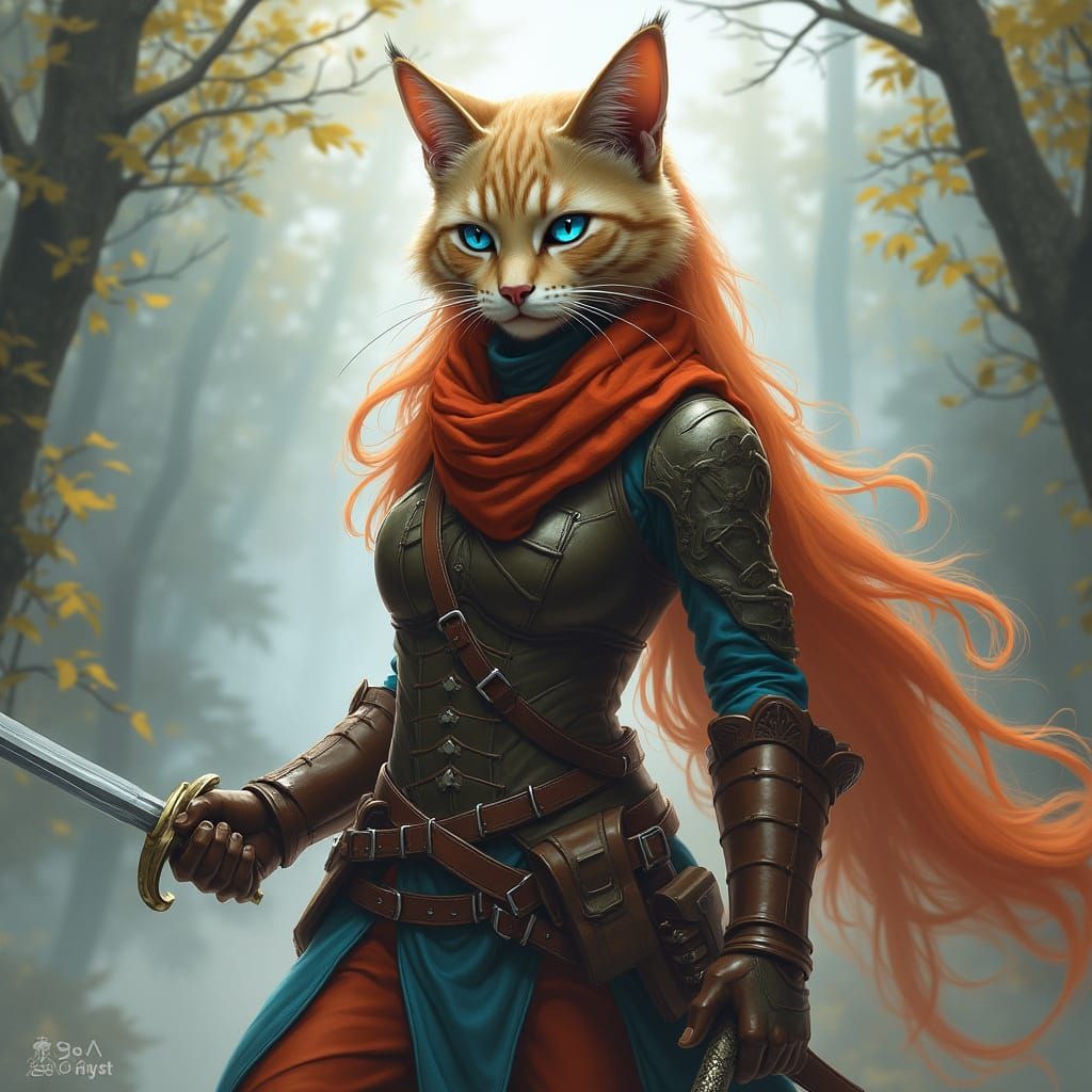 Whimsical Tabaxi Spy in Ethereal Mist