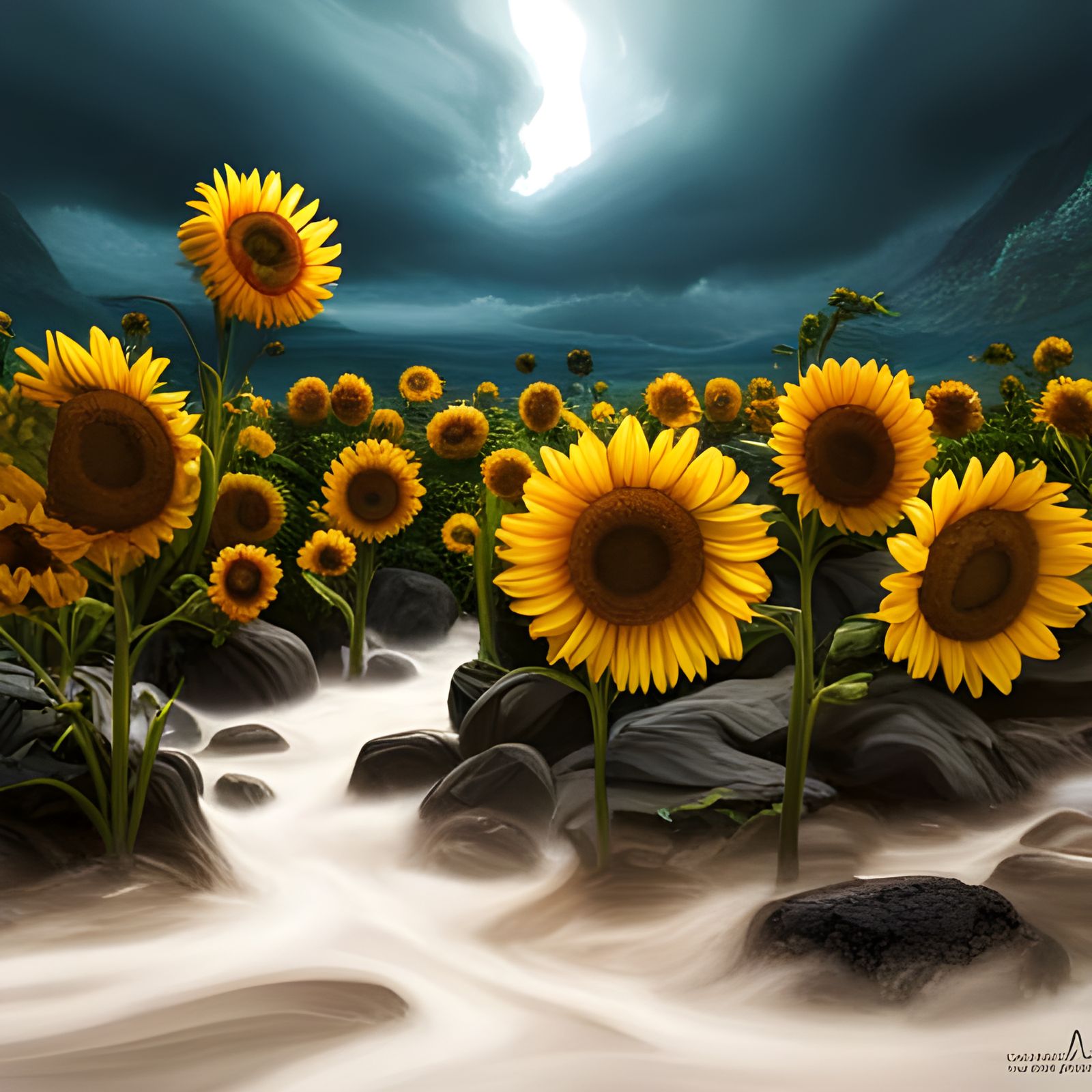 Sunflowers Under Thunderwaters: Fantasy Concept Art