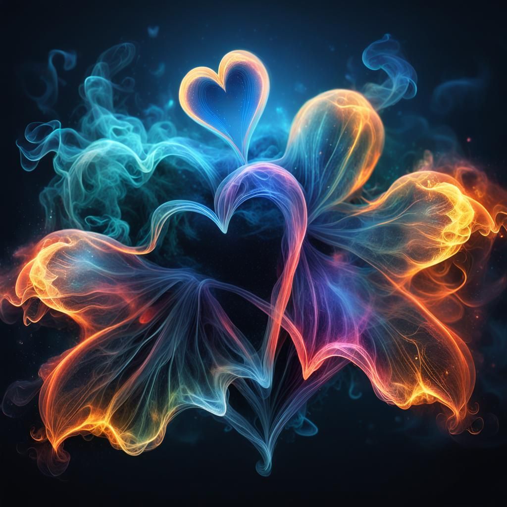 Glowing Flame Heart: Surreal Fantasy Art