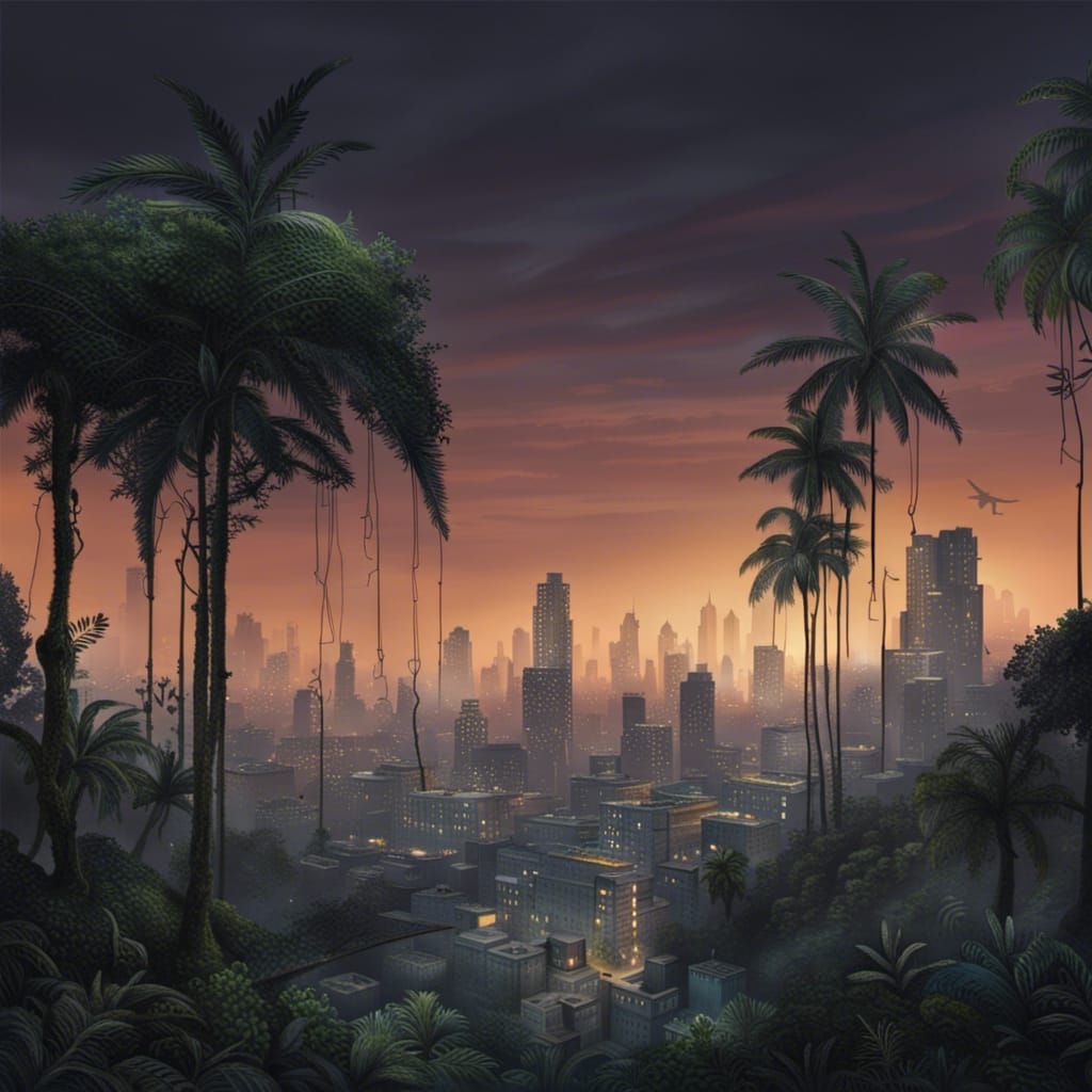 Mysterious Jungle City in Twilight
