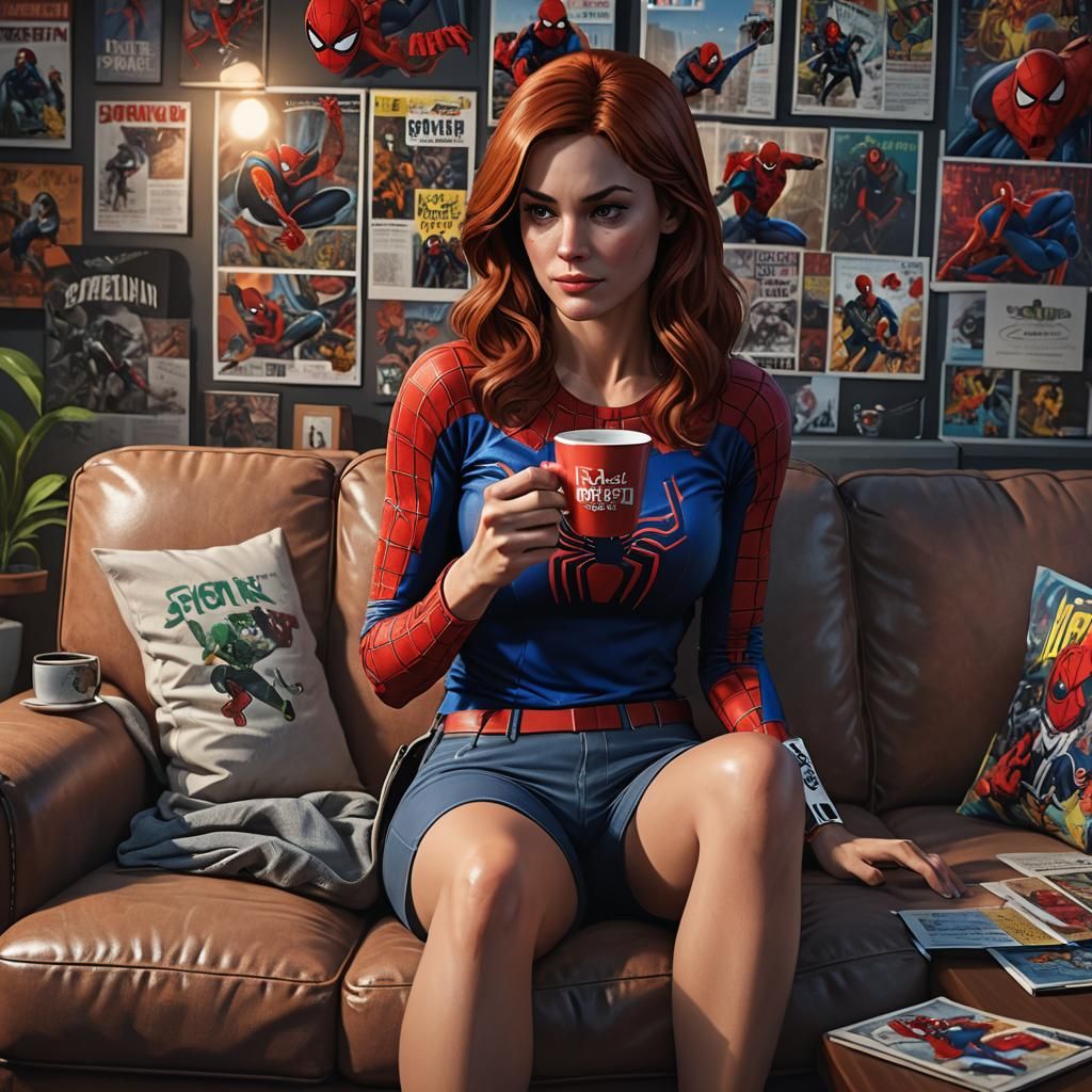 Mary Jane Watson in Spiderman T-Shirt
