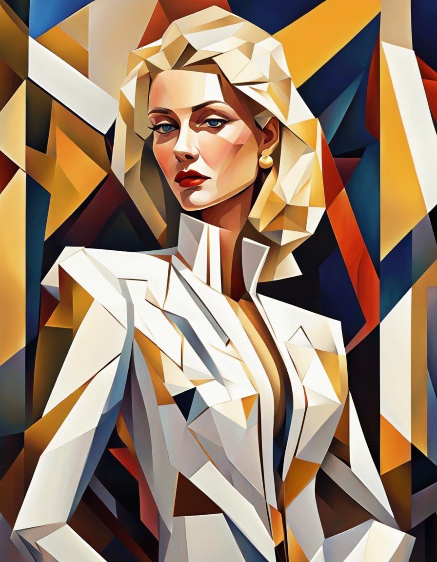 Blond Goddess in Cubist Art Deco Style