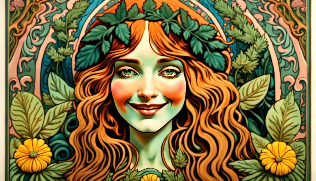 Psychedelic Art Nouveau Hippie Poster