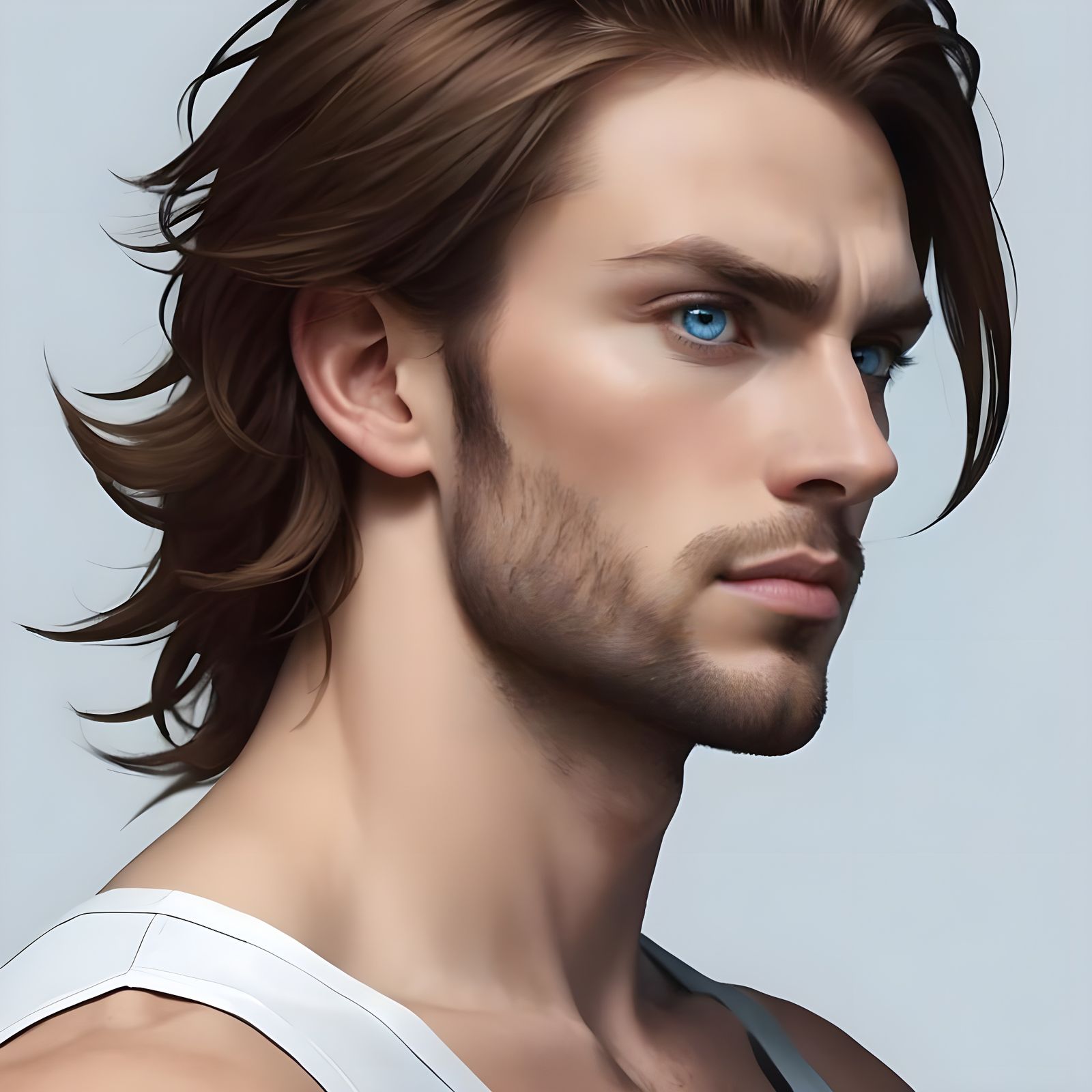 Stressed Nordic-American Man Portrait with Blue Eyes