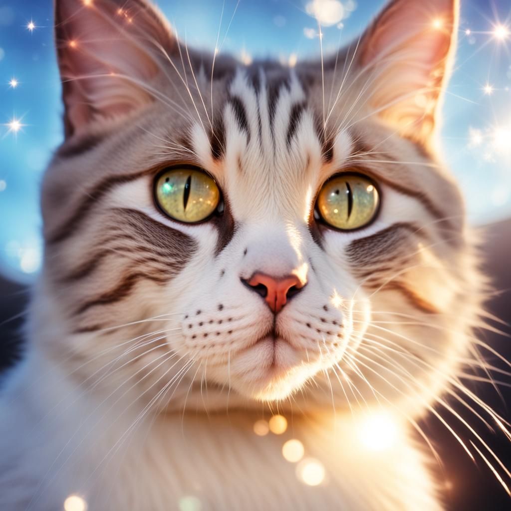 Cute Cat Shimmering in Divine Sunshine