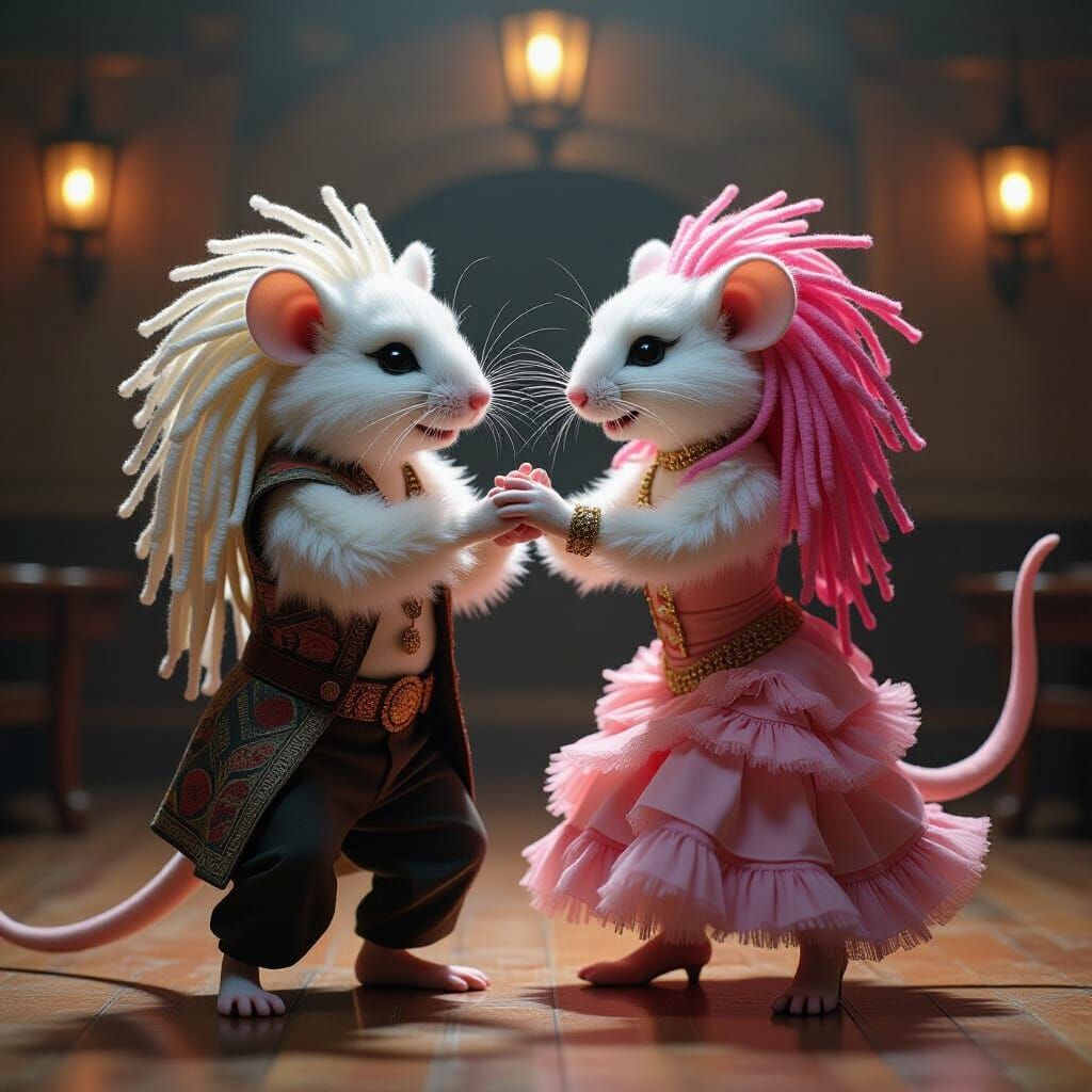 Mice Tango Dance in Cinematic Style