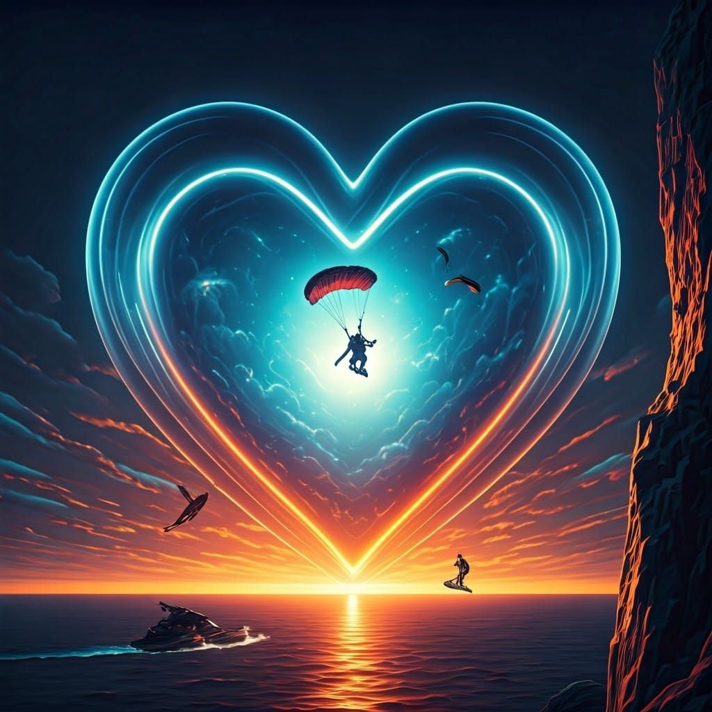 Ethereal Heart Reveals Extreme Sports: Digital Composition