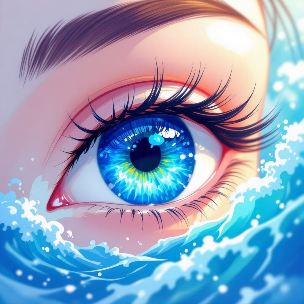 Ocean Eye: Dreamy Watercolor Illustration