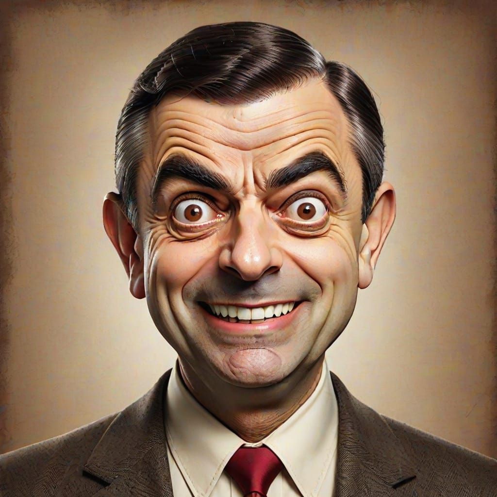 Detailed Digital Illustration of Cartoon Mr. Bean