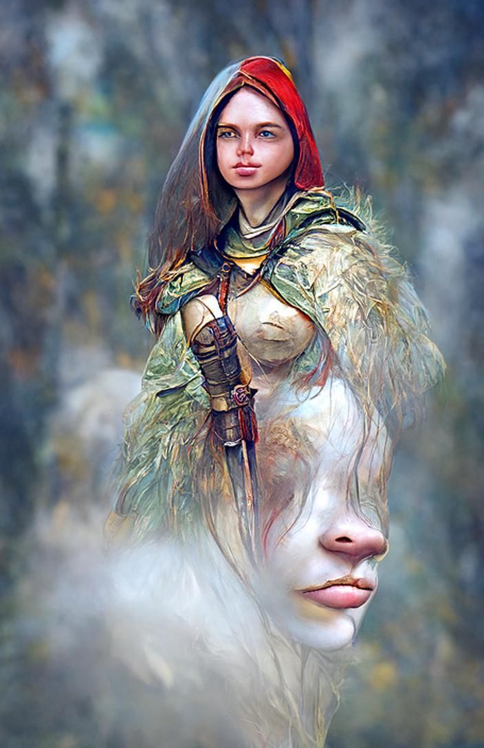 Fantasy Portrait of Warrior Woman, Digital Art