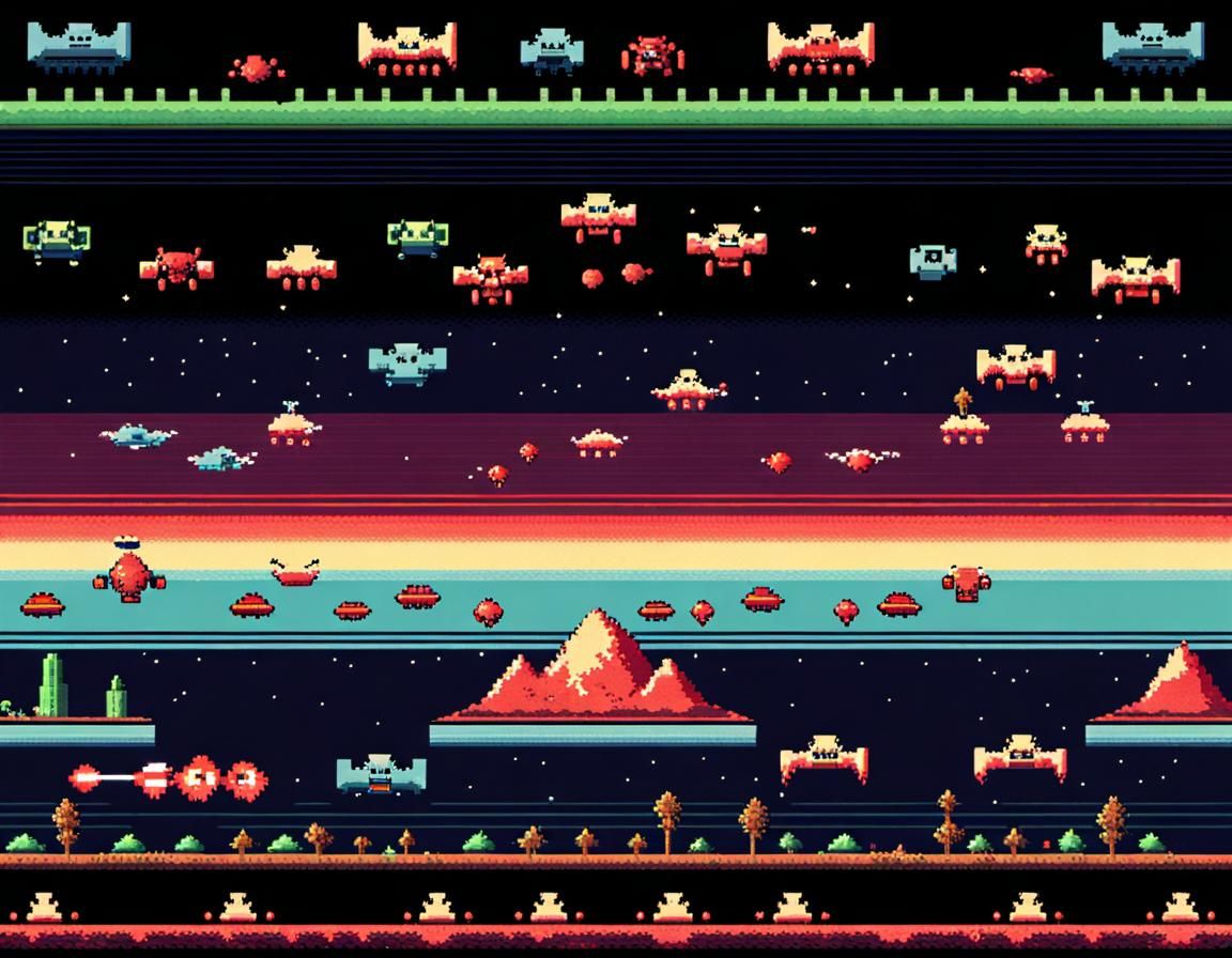 Pixelated Space Invaders Retro Arcade Gameplay