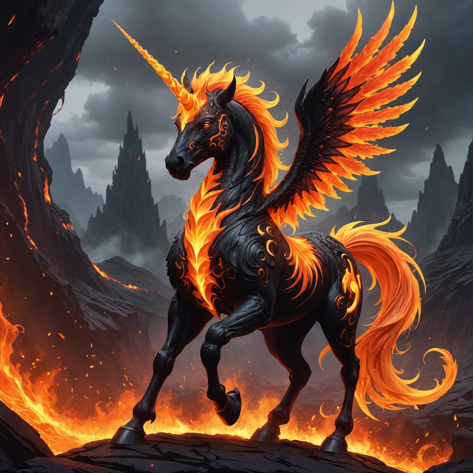 Molten Lava Alicorn with Magic